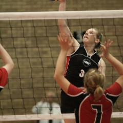 Scottish Volleyball Association's Women's Thistle Bowl Final, Dundee University 1 v 3 Glasgow Mets (25-16, 7-25, 12-25, 16-25), Wishaw Sprts Centre, Sat 18th April 2009