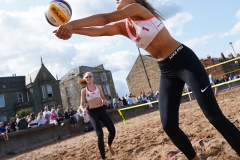 2018 CEV SCD Beach Volleyball Junior Finals, Portobello, Edinburgh, Sat 25th Aug 2018. 
© Michael McConville. View more photos at: 
https://www.volleyballphotos.co.uk/2018/CEV-FIVB/2018-08-25-SCD-Jnr-Beach-Finals
