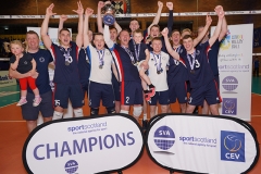 City of Glasgow Ragazzi 1 v 3 City of Edinburgh (23-25, 23-25, 25-22, 22-25), 2019 Men's Scottish Cup Final, University of Edinburgh Centre for Sport and Exercise, Sat 13th Apr 2019. 
© Michael McConville  
https://www.volleyballphotos.co.uk/2019-Galleries/SCO/National-Cups/2019-04-13-Mens-Cup-Final